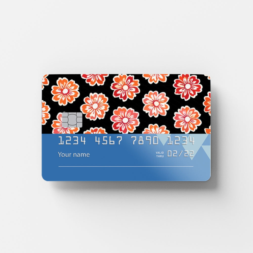 Orange Flowery Credit Card Sticker