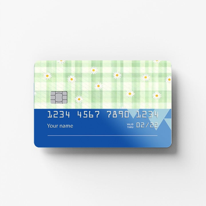 Sage Gingham Credit Card Sticker