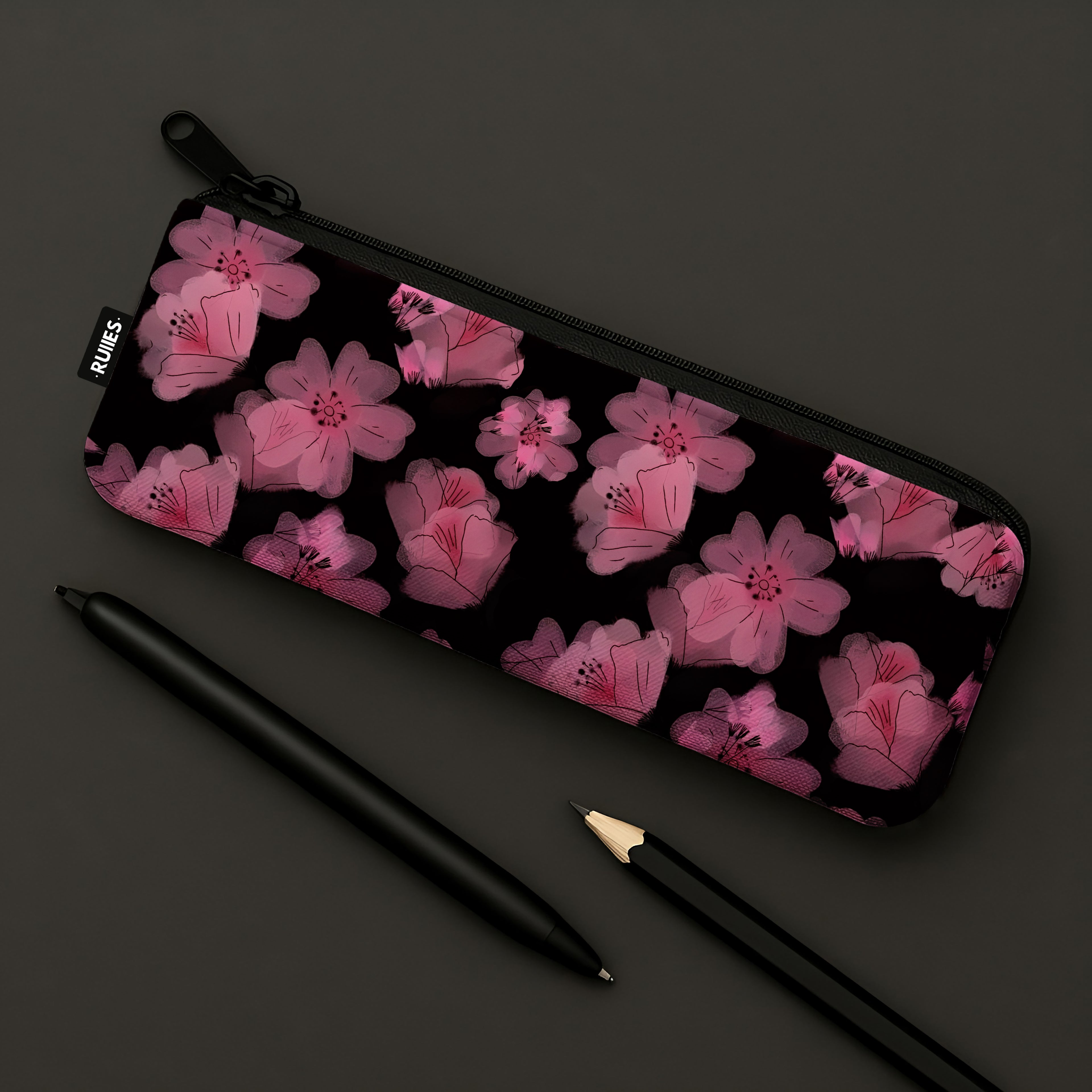 Pink flowers pencil case
