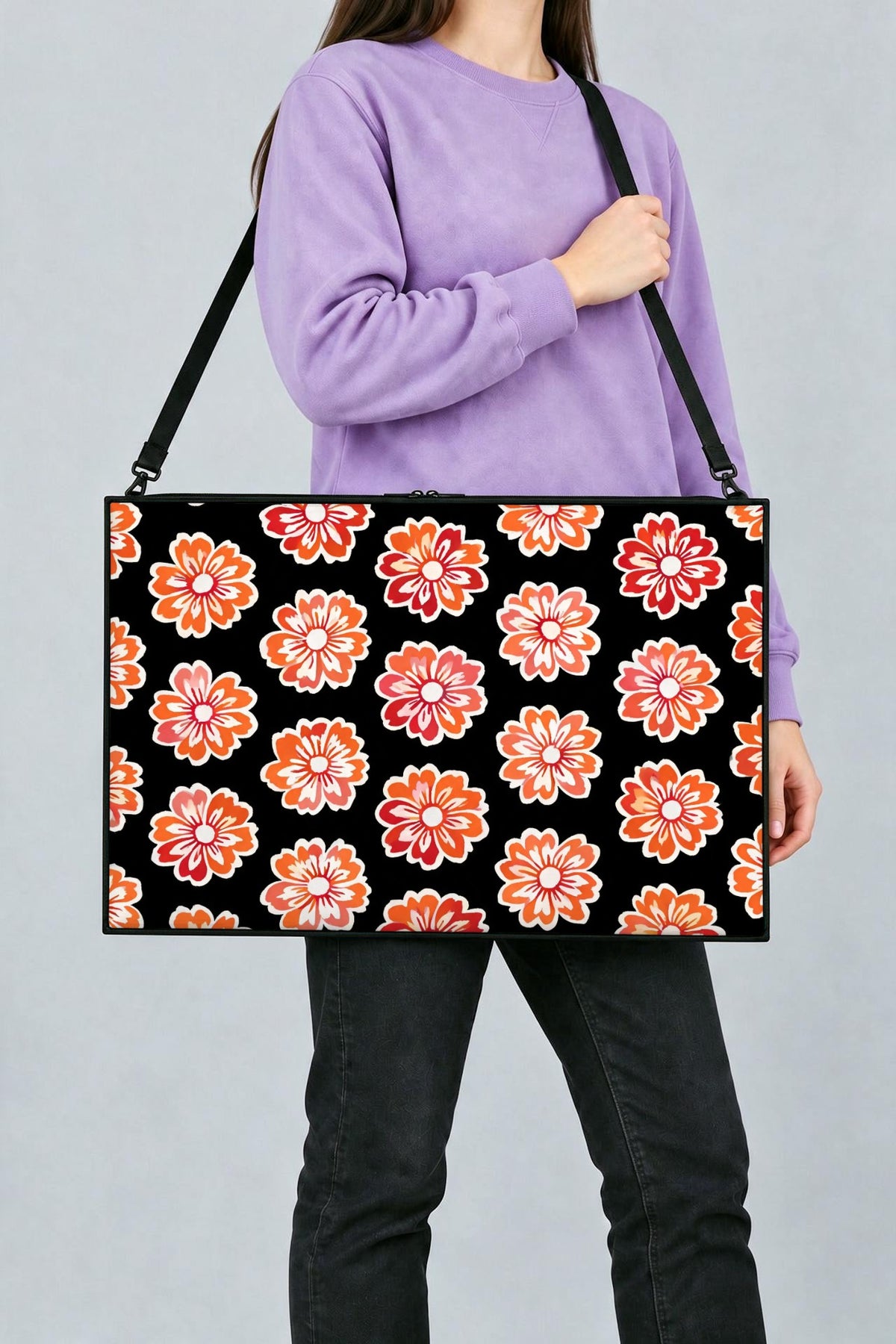 Orange Flowery Art Bag