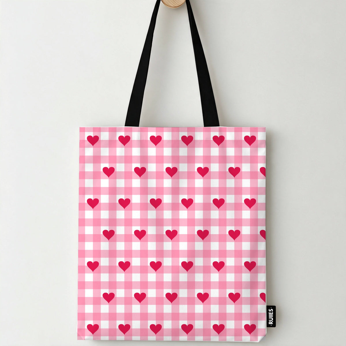 Gingham Hearts Tote Bag