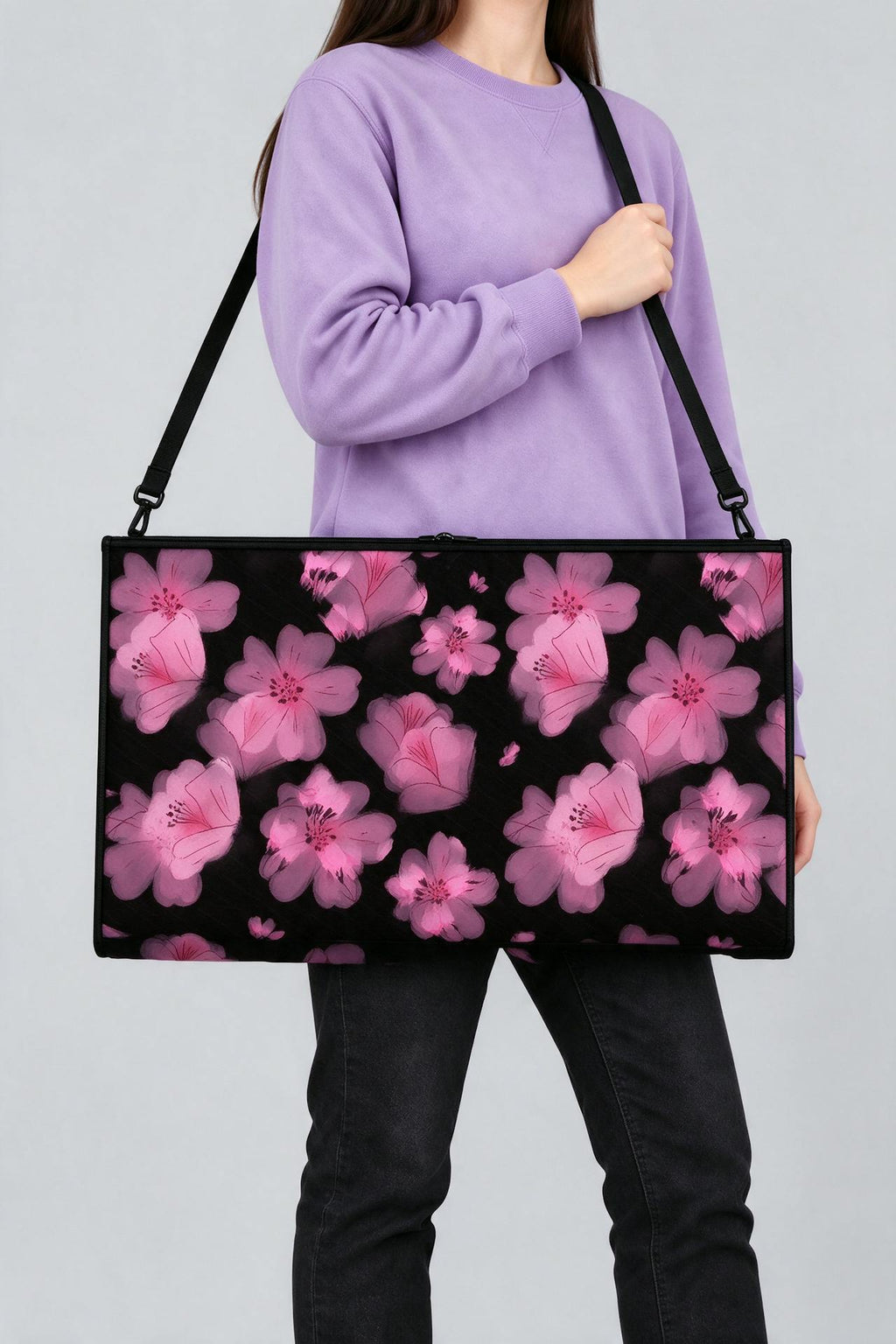 Pink Flowers Art Bag