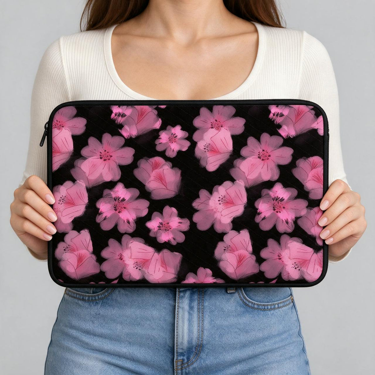 Pink Flowers Laptop Sleeve