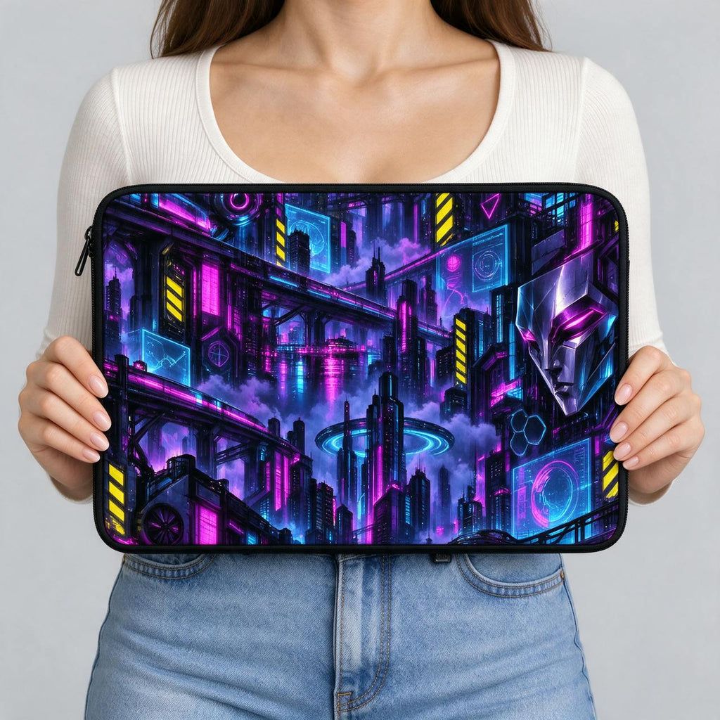 Neon Grid City Laptop Sleeve