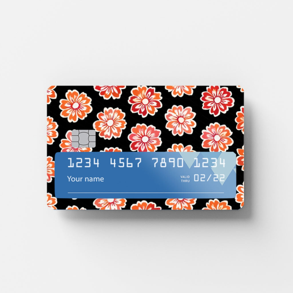 Orange Flowery Credit Card Sticker