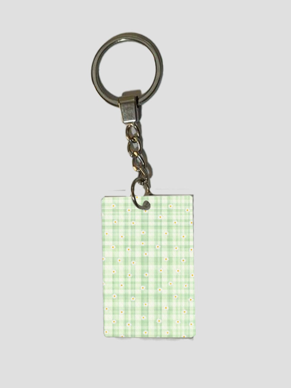 Sage Gingham Keychain