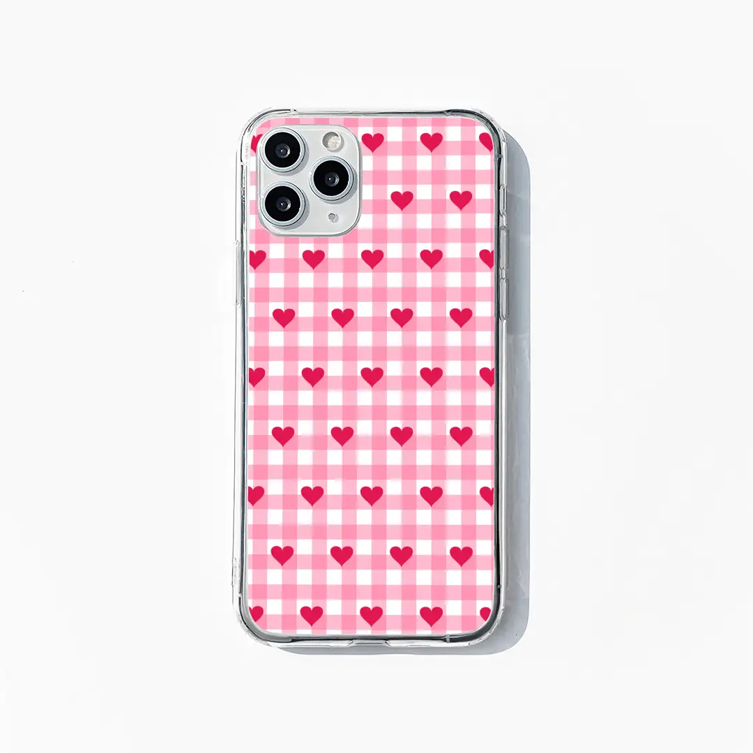 Gingham Hearts phone case