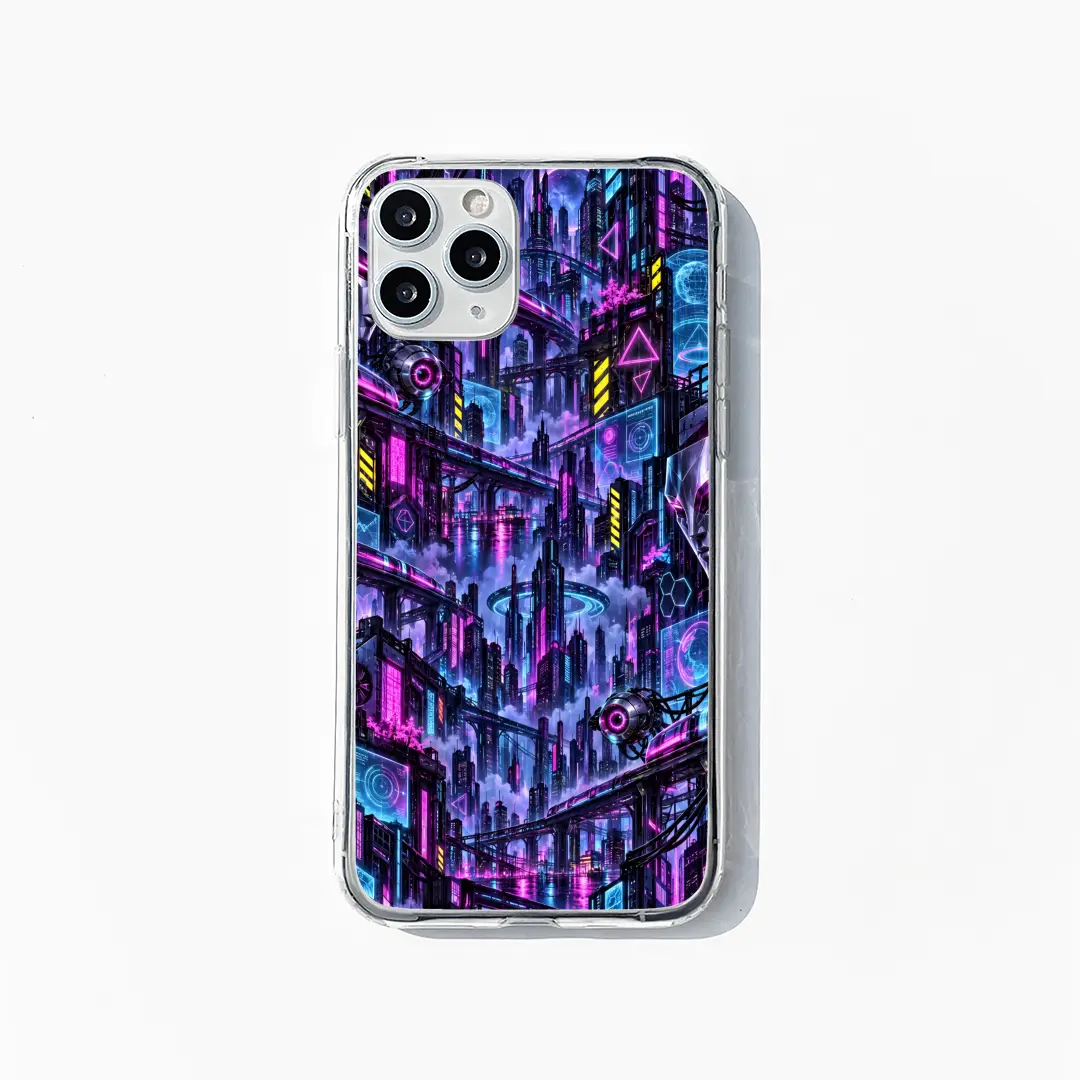 Neon Grid City phone case