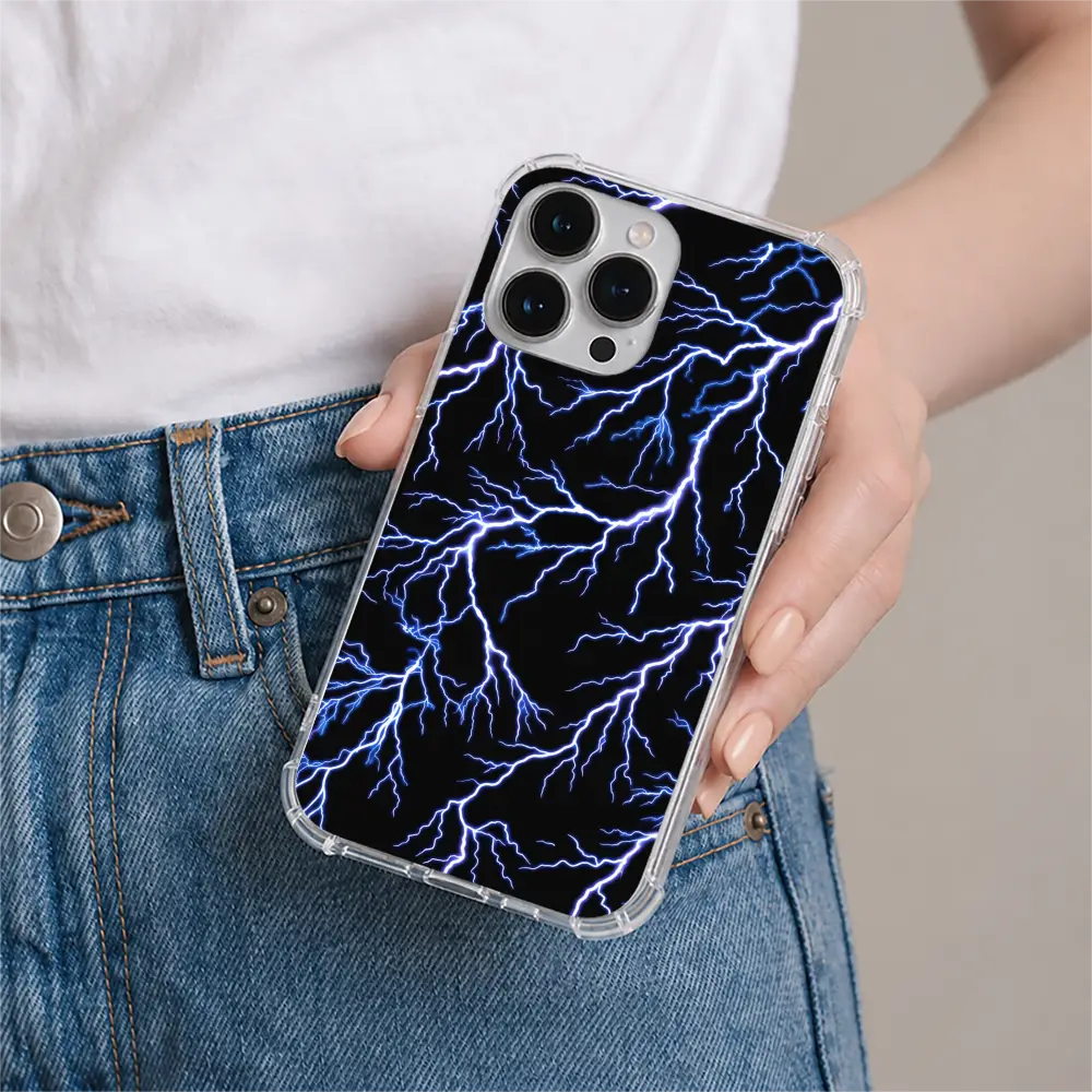 Lightning phone case in hand