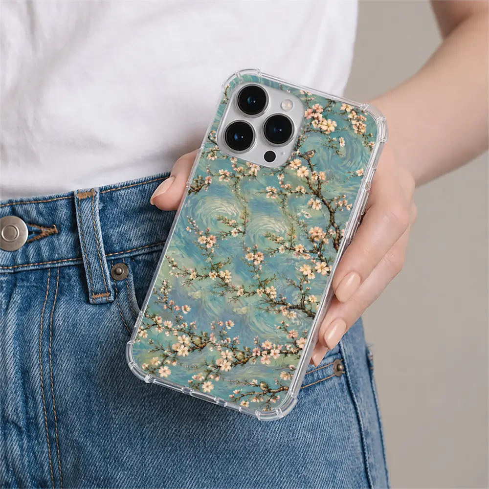 Almond Breeze phone case in hand