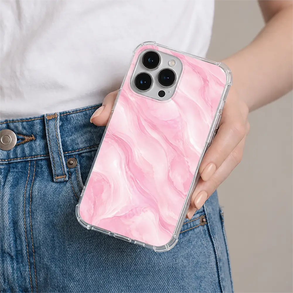 Blush Marble phone case in hand