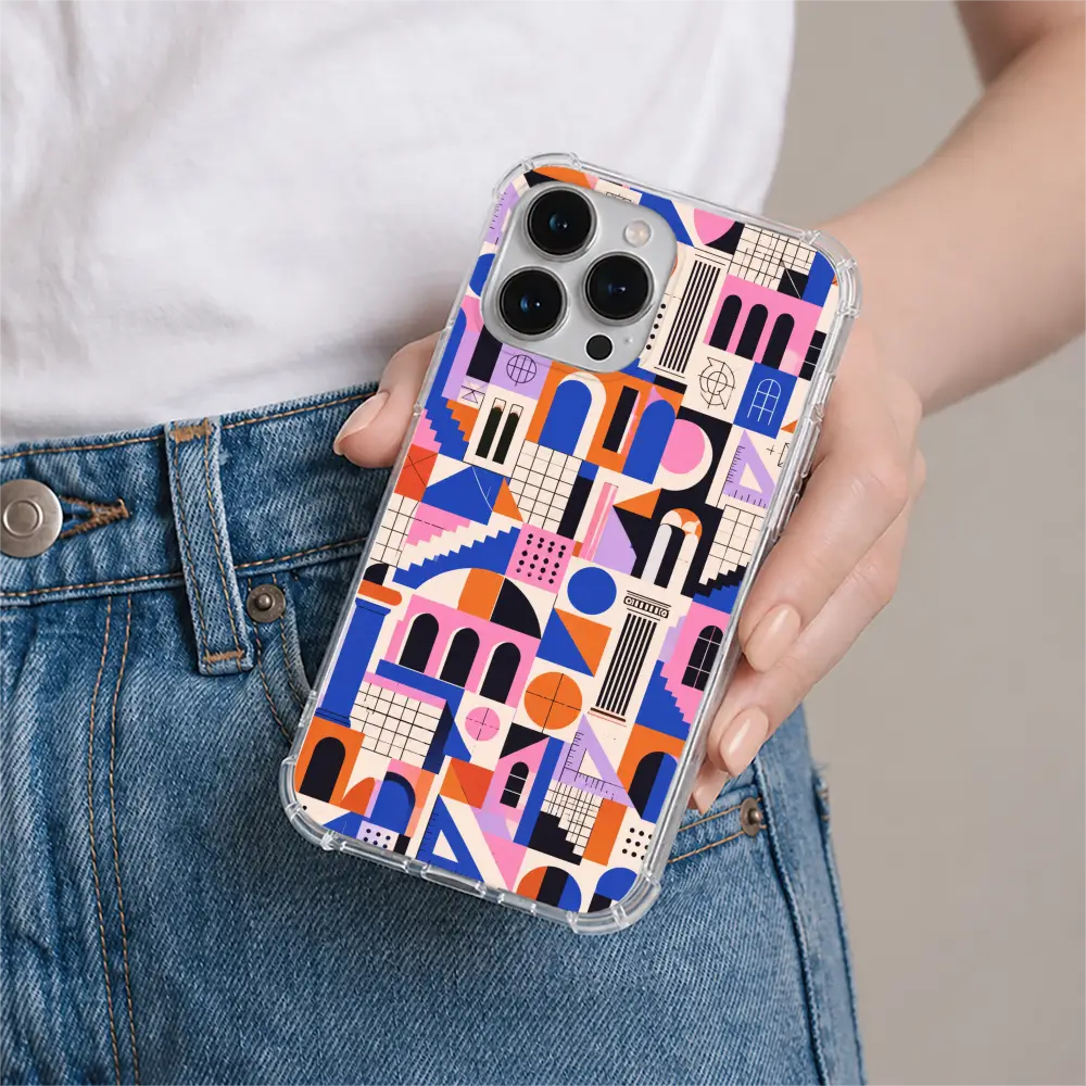 Bauhaus Blocks phone case in hand