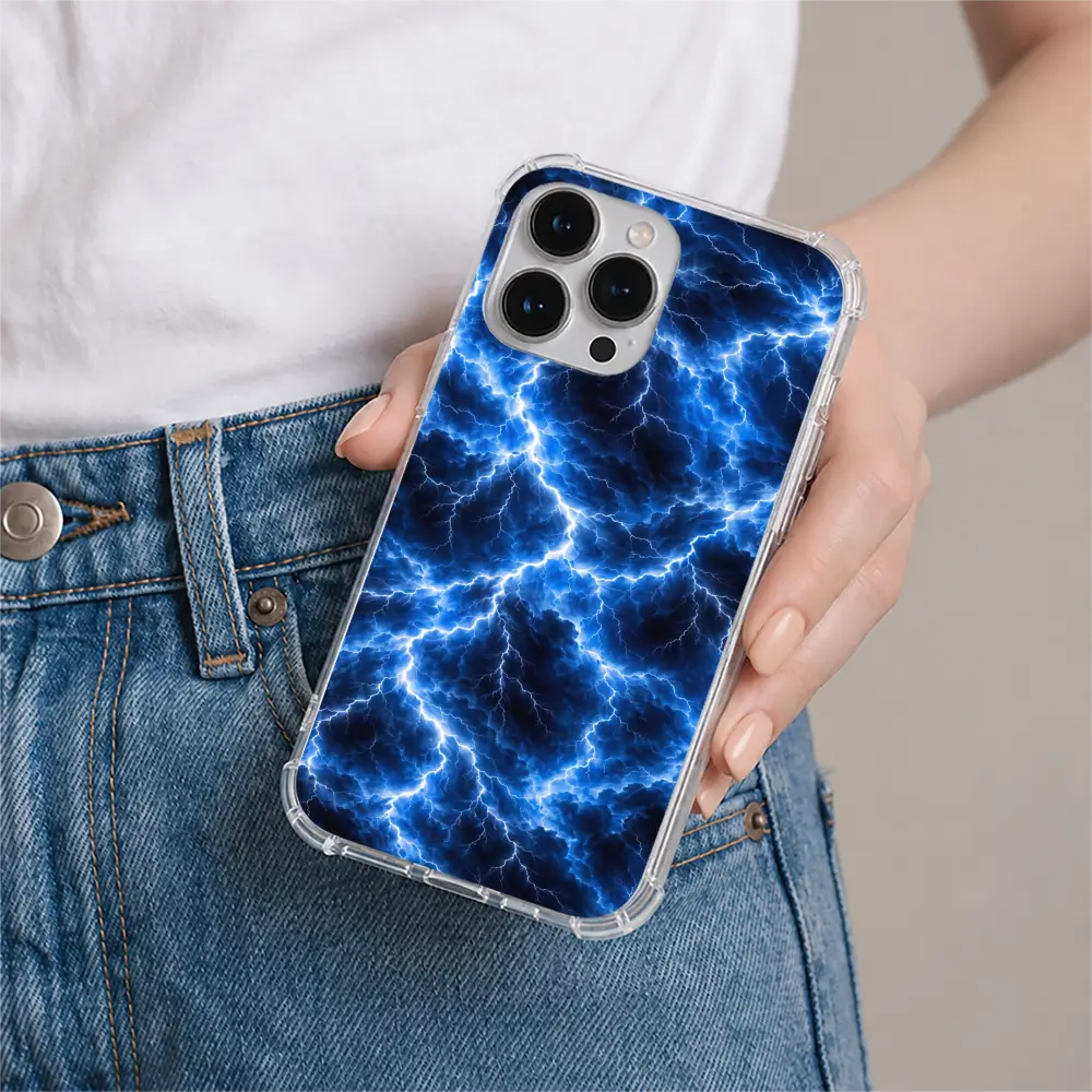 Electric Storm phone case in hand