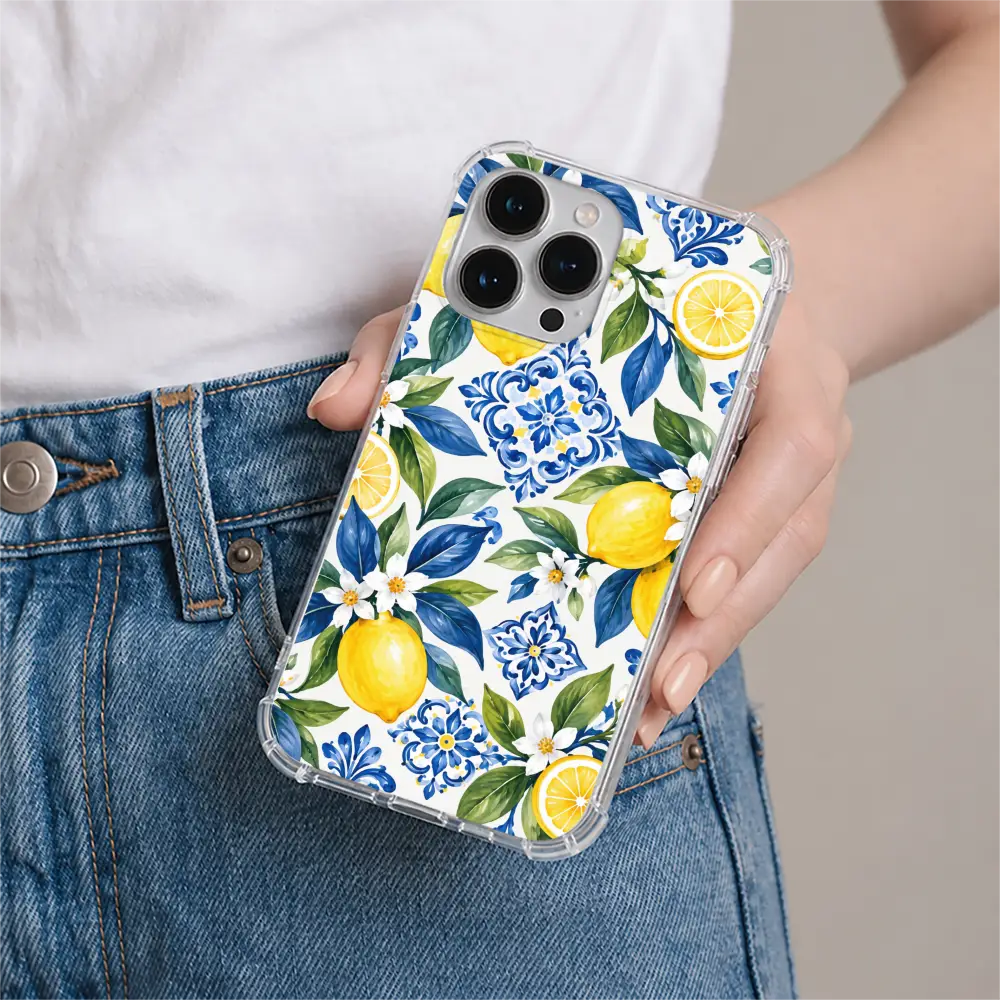Amalfi Lemon phone case in hand