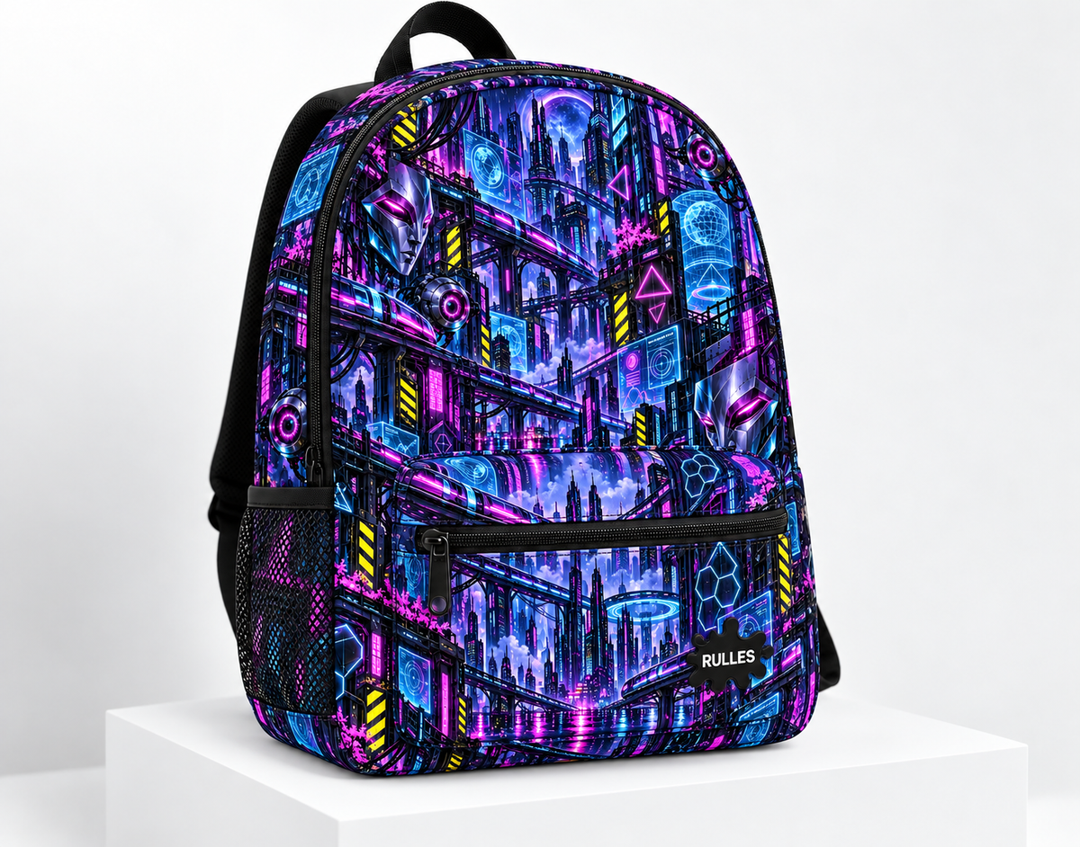 Neon Grid City Backpack