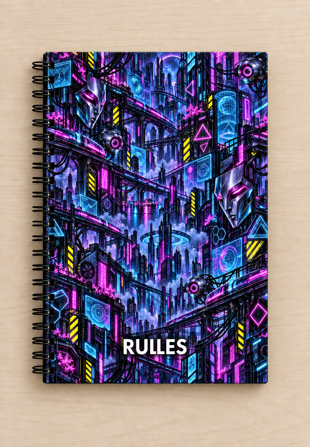 Neon Grid City Notebook