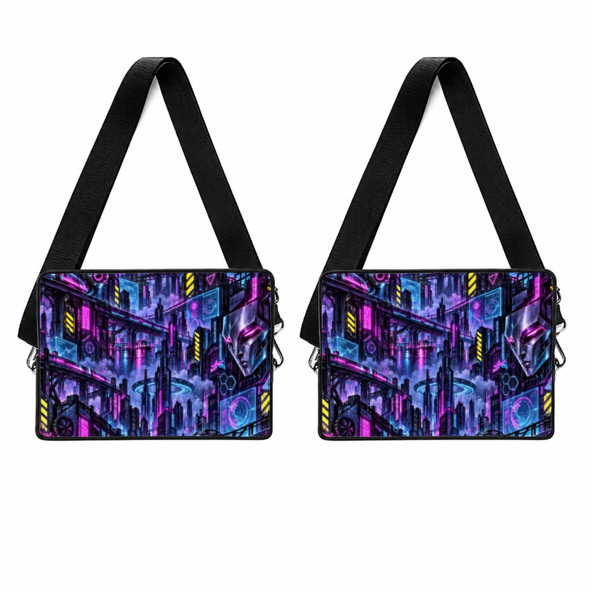 Neon Grid City Laptop Sleeve - print preview